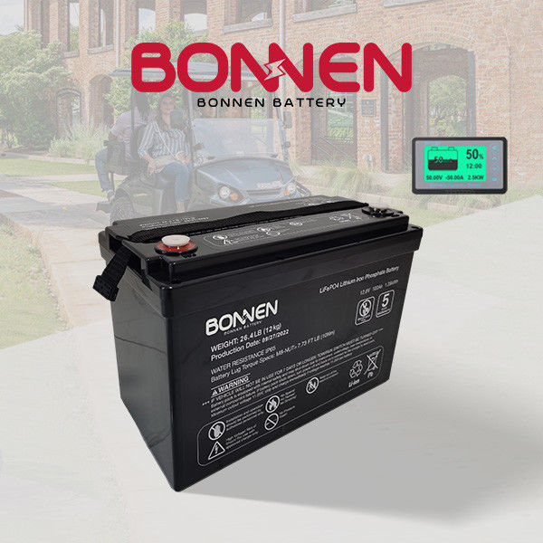 سبد گلف 12V 100Ah Lifepo4 باتری لیتیوم 6000 چرخه 150A BMS جایگزین باتری لیتیوم